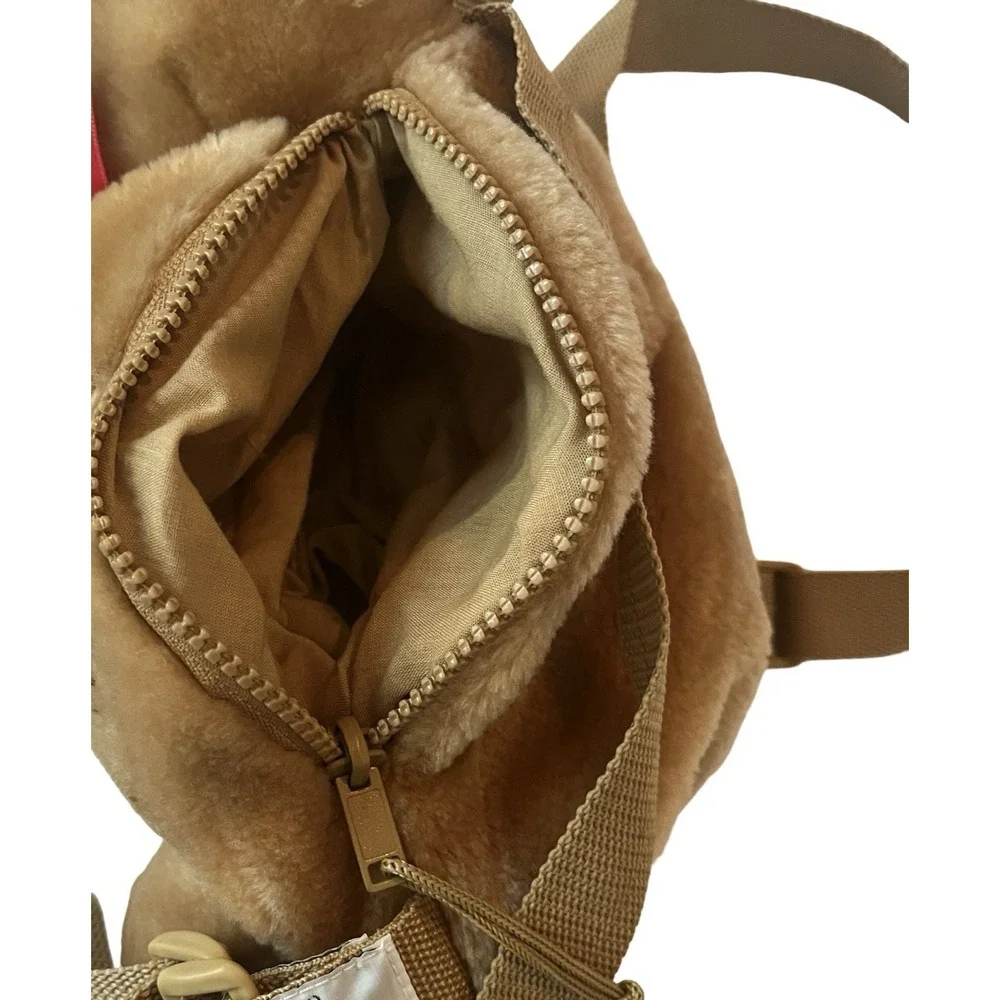 VTG Teddy Bear Backpack Children's Ribbon Red Adjustable Tan